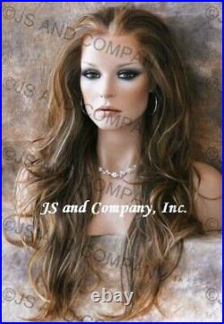 FREE PART Human Hair Blend Mono Top Full Lace LACE FRONT WIG Long Wavy 008 MS