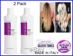 Fanola Shampoo No Yellow Remove Lightened Decolored Grey Silver Hair 350ml 2 Set