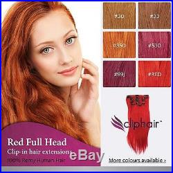 Finest Quality Red Clip In Hair Extensions. 100% Real Human Hair Extensions