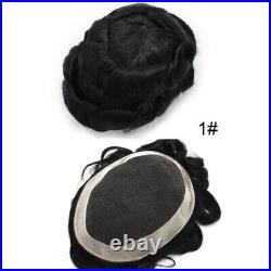 French Lace Mens Toupee Hairpiece Poly Skin PU Around Hair Replacement System US