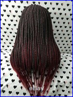 Fulani Braids Braided Lace Front Wig Box Braid Braidwig With Cornrow 1b/burgundy