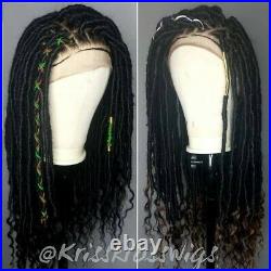 Full LACE Faux locs wig with bleached knots and baby hair