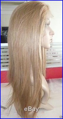 Full lace wig 100% remy indian human hair natural look #27 blonde stock 12'