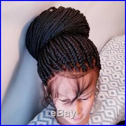 Fully Hand Braided 360 Lace Frontal Box Braids Braidwig Color 2, Mesh Lining