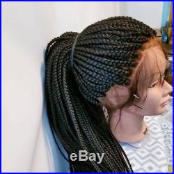 Fully Hand Braided 360 Lace Frontal Box Braids Braidwig Color 2, Mesh Lining