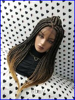 Fully Hand Braided Handmade Braid Wig Lace Front Wigs (box braid) color 1b/27