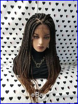 Fully Hand Braided Handmade Braid Wig Lace Front Wigs (box braid) color 1b/30
