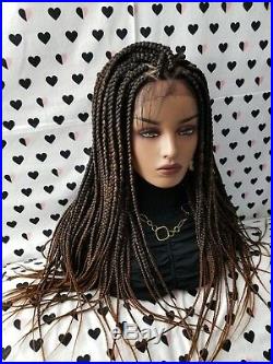 Fully Hand Braided Handmade Braid Wig Lace Front Wigs (box braid) color 1b/30