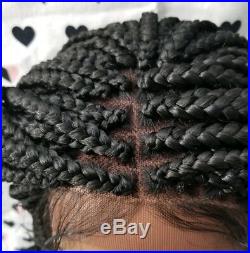 Fully Hand Braided Handmade Braid Wig Lace Front Wigs (box braid) color 1b Black