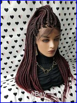 Fully Hand Braided Handmade Braid Wig Lace Front Wigs (box braid) color 1b/bug