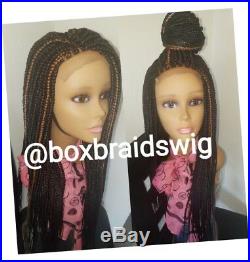 Fully hand braided lace closure box braid wig No baby hair. Mixed color