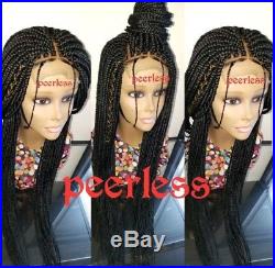 Fully hand braided lace closure box braid wig color 1