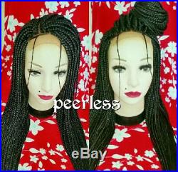 Fully hand braided lace closure box braid wig color 1