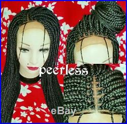 Fully hand braided lace closure box braid wig with baby hair. Color 1