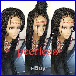 Fully hand braided lace closure box braid wig with baby hair color 1(28inch)