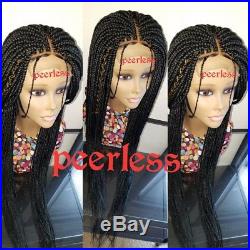 Fully hand braided lace closure box braid wig with baby hair color 1(28inch)
