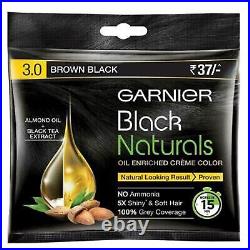 Garnier Brown Black Hair Color Naturals Oil Enriched Creme 20ml+20gm Pouch