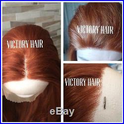 Ginger Copper Curly lace front wig. Human Hair Blend