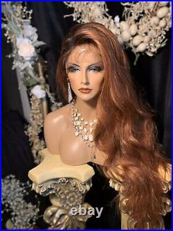 HOT! COPPER RED, 36 WAVY, HUMAN HAIR BLEND, Lace Front, Heat Friendly, Wig