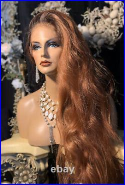 HOT! COPPER RED, 36 WAVY, HUMAN HAIR BLEND, Lace Front, Heat Friendly, Wig