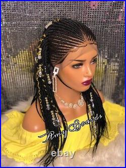 Hand braided lace front wig
