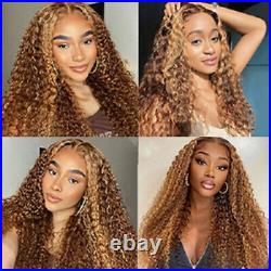Highlight 13x4 Lace Front Wigs Human Hair 4/27 Curly Honey Blonde Ombre Wig