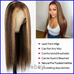 Highlight 4x4 Lace Wig Ombre Straight Brown Colored Human Hair Wigs for Women