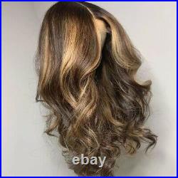 Highlights Honey Brown Blonde Lace Wig 100% Soft Human Real Hair Bodywave