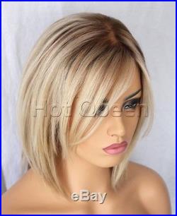 Hot Short Brazilian Bob Hair Ombre Blonde Human Hair Full Lace Lace front Wigs