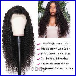 Human Hair Curly Deep Full Lace Frontal Wig Kink Curly Lace Wigs Black For Women