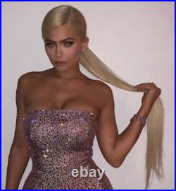 Human Hair Lace Front Blend Wig Long Blonde Wig Bleach Blonde 613