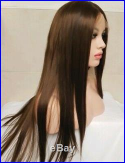 Human Hair Lace Wig, Dark Brown, Transparent Lace Frontal Wig, Long