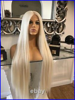 Human Hair Wig Lace Front Long Blonde Wig Bleach Blonde 613 Wig