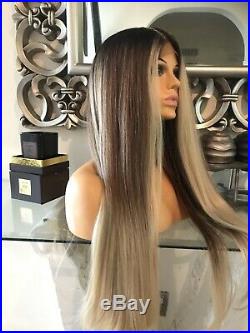 Human hair Full lace wig, Ombre Wig, lace Front Wig Blonde 360 Balayage Lace Wig