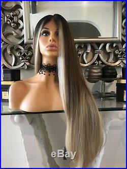 Human hair Full lace wig, Ombre Wig, lace Front Wig Blonde 360 Balayage Lace Wig