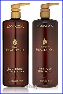 L'Anza Keratin Healing Oil Lustrous Shampoo & Conditioner 32oz Liter Set