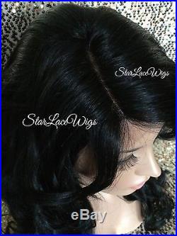 Lace Front Wig Human Hair Blend Curly Off Black #1b Wigs For Women Heat Safe Ok