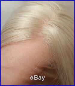Light Blonde Human hair wig, hand knotted, Bleach Blonde, Lace Front Wig