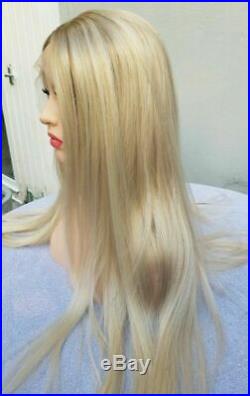 Light ombre blonde human hair wig lace front full wig transparent lace real hair
