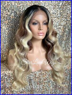 Long Lace Front Wig Blonde Body Wave Brown 13x6 Parting Baby Hair Heat Safe