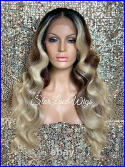 Long Lace Front Wig Blonde Body Wave Brown 13x6 Parting Baby Hair Heat Safe