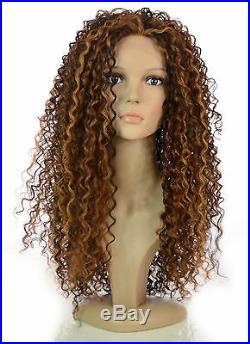 Long Thick Spiral Afro Curl Wig Lace Front Queen B Wig Blonde & Brunette