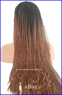 Long Two-Tone Fully Hand Micro Braided Lace Front Wig Poetic Justice Box Braids