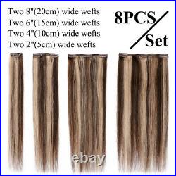 Luxury Clip in Remy Human Hair Extensions Thick Double Weft Full Head US