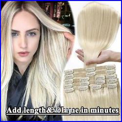 Luxury Clip in Remy Human Hair Extensions Thick Double Weft Full Head US