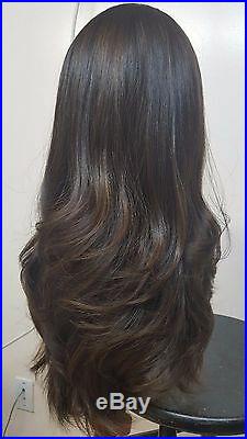 Malky Wig Sheitel 100% European Kosher Human Hair Medium Brown 8-4/ Highlights