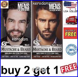 Men's select Mustache & Beard Dye Hair Color Dark Brown or Black 5 minute gel