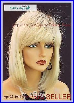 Monotop Designer Wig Bob With Bangs Rooted Blond Silky Sand