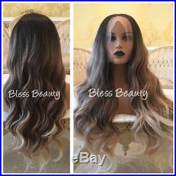 Multi Ombre Brown Lace Front Wig. Human European Hair Blend