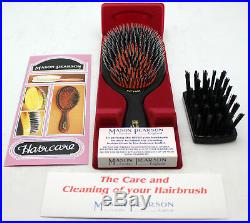 NEW Mason Pearson London Hair Brush Dark Ruby BN1 Popular (Large) With Cleaner